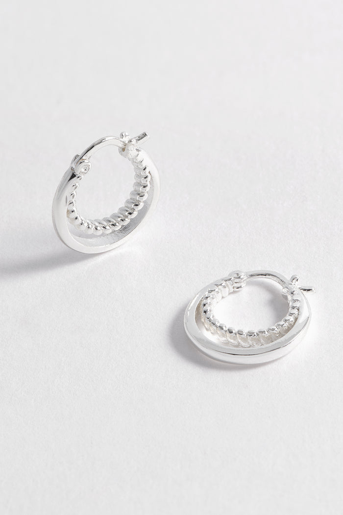 estella bartlett Twisted Double Hoops Silver Plated