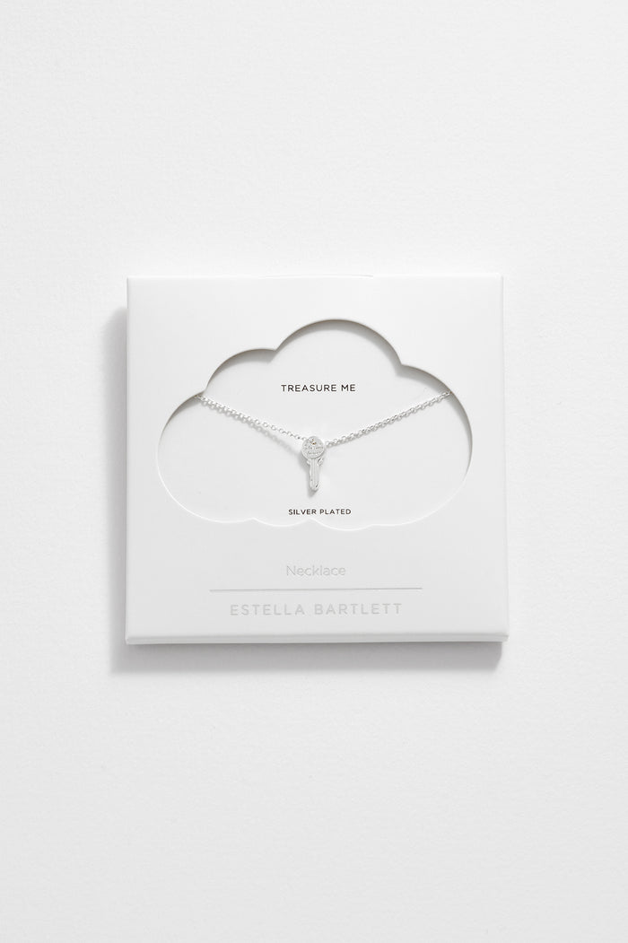 Estella Bartlett Unlock Your Dreams Key Pendant Silver Plated Packaging Message: Treasure Me