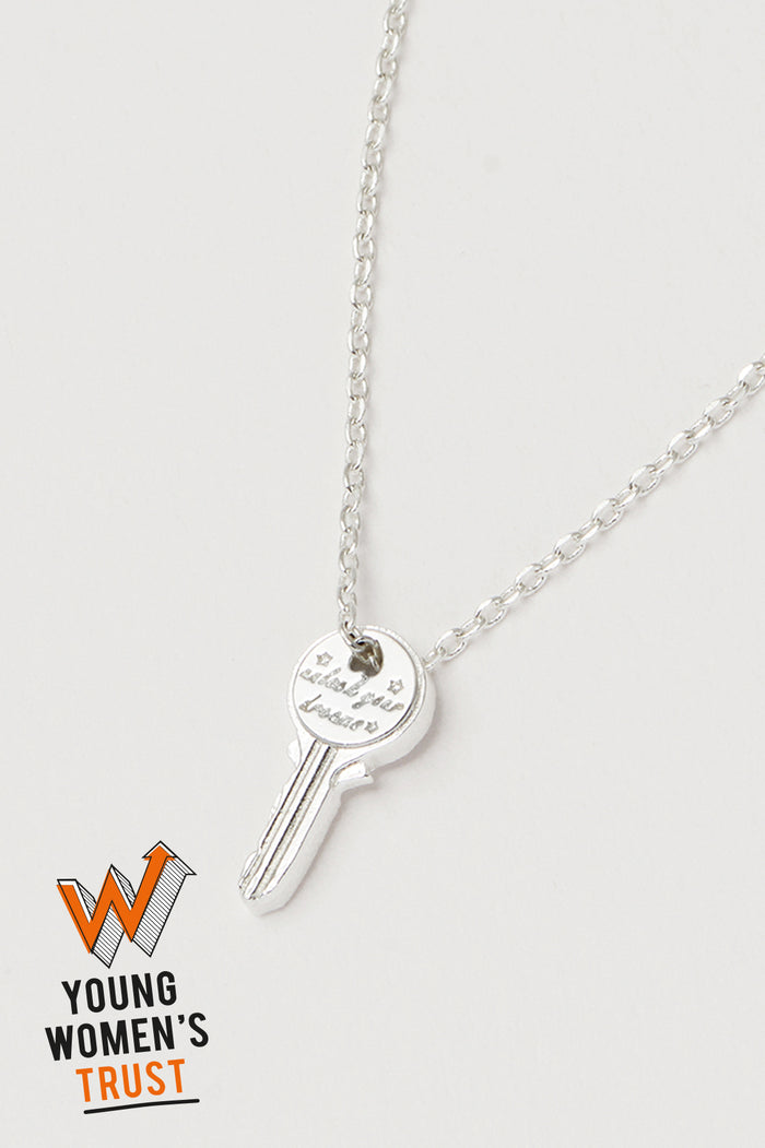 estella bartlett Unlock Your Dreams Key Pendant Silver Plated Packaging Message: Treasure Me