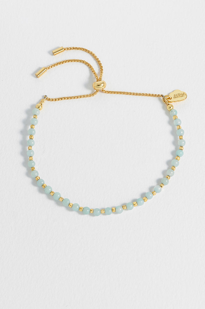 Estella Bartlett Wellness Amazonite Gemstone Amelia Bracelet Gold Plated | Luck Packaging Message: Luck