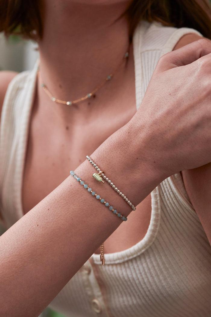 Estella Bartlett Wellness Amazonite Gemstone Amelia Bracelet Gold Plated | Luck Packaging Message: Luck