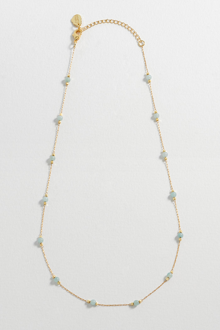 Estella Bartlett Wellness Amazonite Gemstone Bead Necklace Gold Plated | Luck Packaging Message: Luck