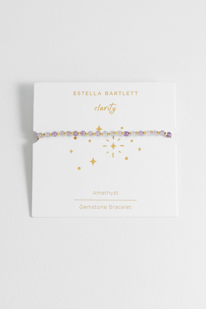 estella bartlett Wellness Amethyst Gemstone Amelia Bracelet Gold Plated | Clarity Packaging Message: Clarity