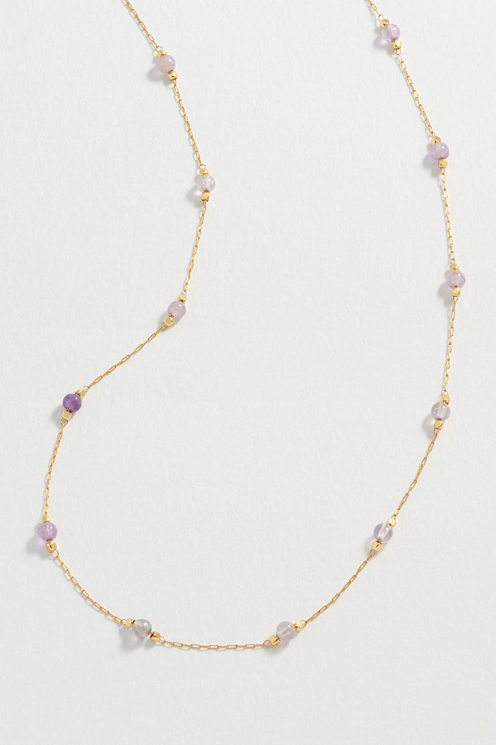 estella bartlett Wellness Amethyst Gemstone Bead Necklace Gold Plated | Clarity Packaging Message: Clarity