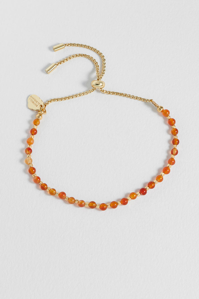 Estella Bartlett Wellness Carnelian Gemstone Amelia Bracelet Gold Plated | Courage Packaging Message: Courage