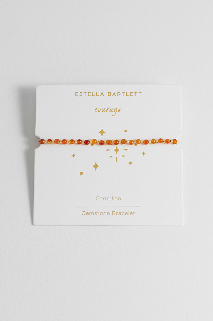 estella bartlett Wellness Carnelian Gemstone Amelia Bracelet Gold Plated | Courage Packaging Message: Courage