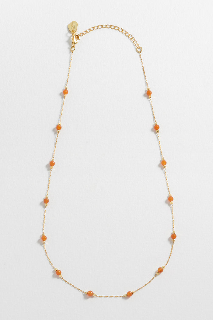 Estella Bartlett Wellness Carnelian Gemstone Bead Necklace Gold Plated | Courage Packaging Message: Courage