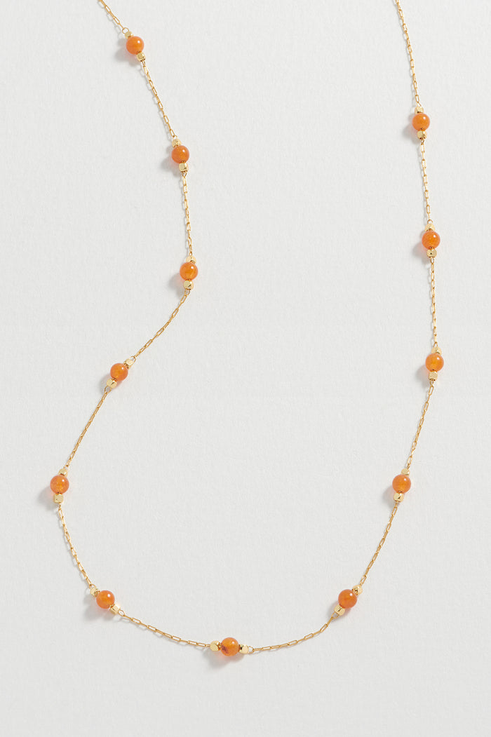 estella bartlett Wellness Carnelian Gemstone Bead Necklace Gold Plated | Courage Packaging Message: Courage