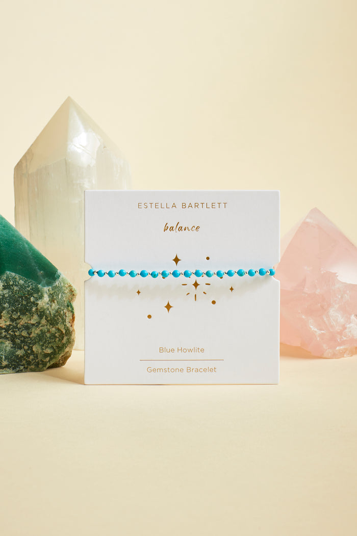 Estella Bartlett Wellness Howlite Gemstone Amelia Bracelet Silver Plated | Balance Packaging Message: Balance