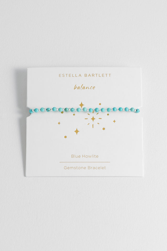 estella bartlett Wellness Howlite Gemstone Amelia Bracelet Silver Plated | Balance Packaging Message: Balance