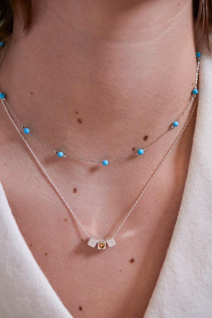 Estella Bartlett Wellness Howlite Gemstone Bead Necklace Silver Plated | Balance Packaging Message: Balance