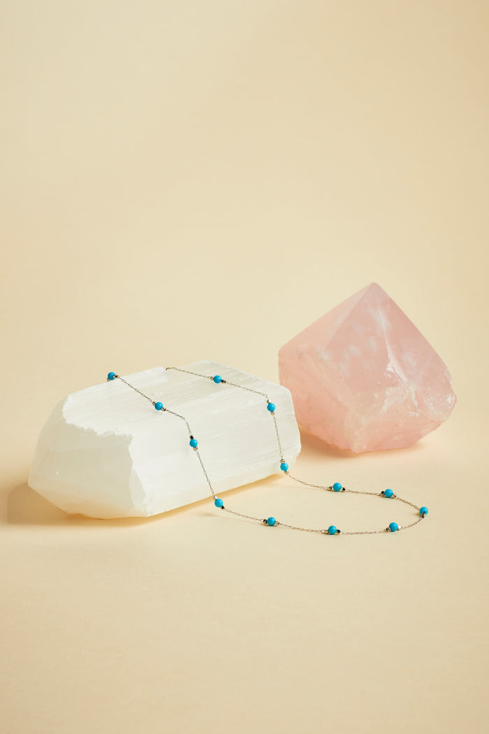 Estella Bartlett Wellness Howlite Gemstone Bead Necklace Silver Plated | Balance Packaging Message: Balance