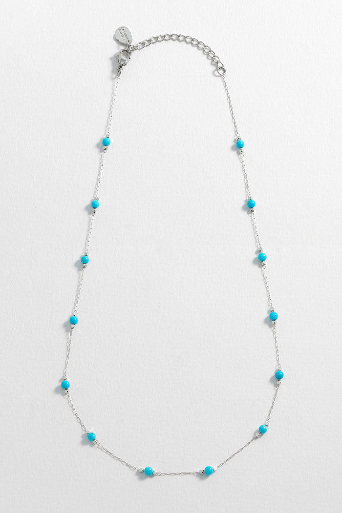 Estella Bartlett Wellness Howlite Gemstone Bead Necklace Silver Plated | Balance Packaging Message: Balance
