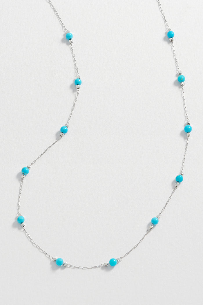 estella bartlett Wellness Howlite Gemstone Bead Necklace Silver Plated | Balance Packaging Message: Balance