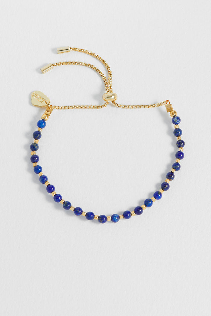 Estella Bartlett Wellness Lapis Lazuli Gemstone Amelia Bracelet Gold Plated | Wisdom Packaging Message: Wisdom