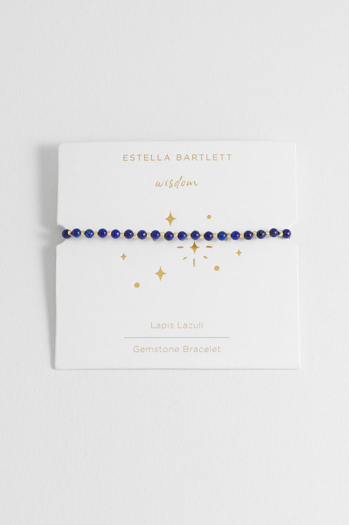 estella bartlett Wellness Lapis Lazuli Gemstone Amelia Bracelet Gold Plated | Wisdom Packaging Message: Wisdom