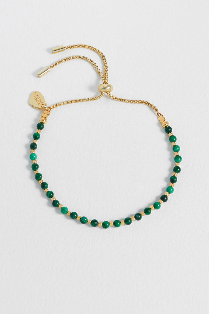 Estella Bartlett Wellness Malachite Gemstone Amelia Bracelet Gold Plated | Positivity Packaging Message: Positivity