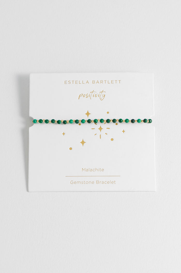 estella bartlett Wellness Malachite Gemstone Amelia Bracelet Gold Plated | Positivity Packaging Message: Positivity