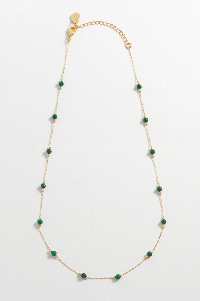 Estella Bartlett Wellness Malachite Gemstone Bead Necklace Gold Plated | Positivity Packaging Message: Positivity