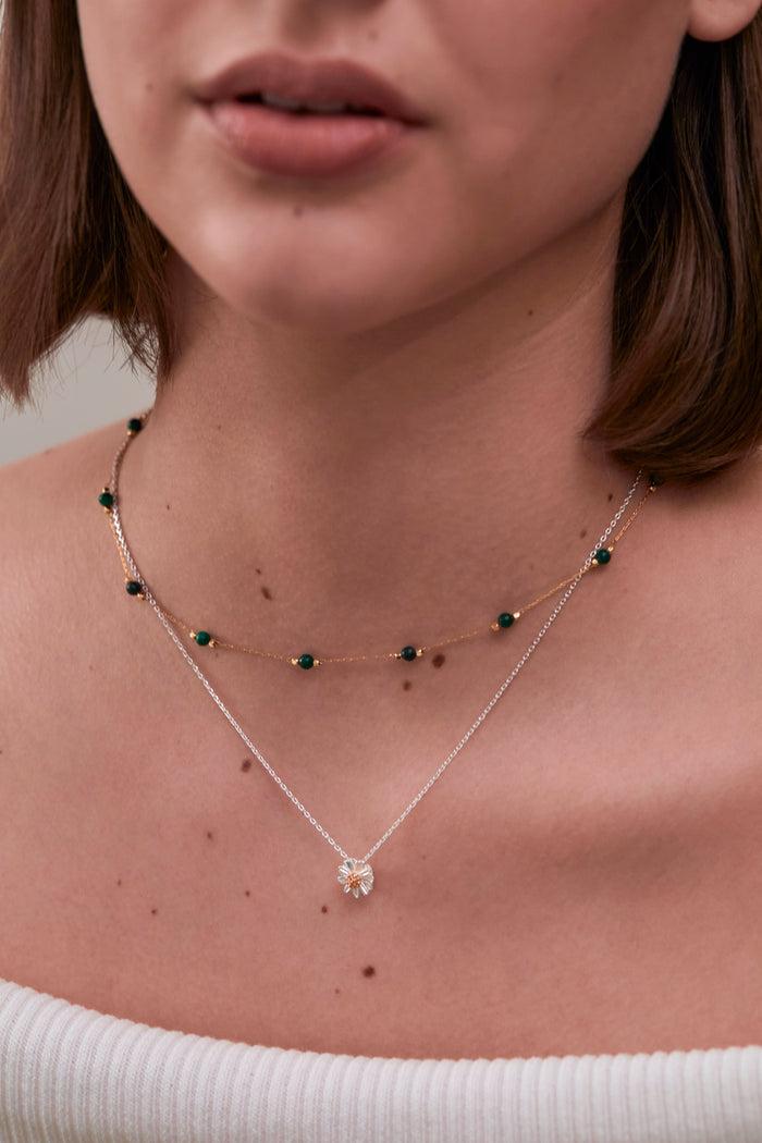 Estella Bartlett Wellness Malachite Gemstone Bead Necklace Gold Plated | Positivity Packaging Message: Positivity