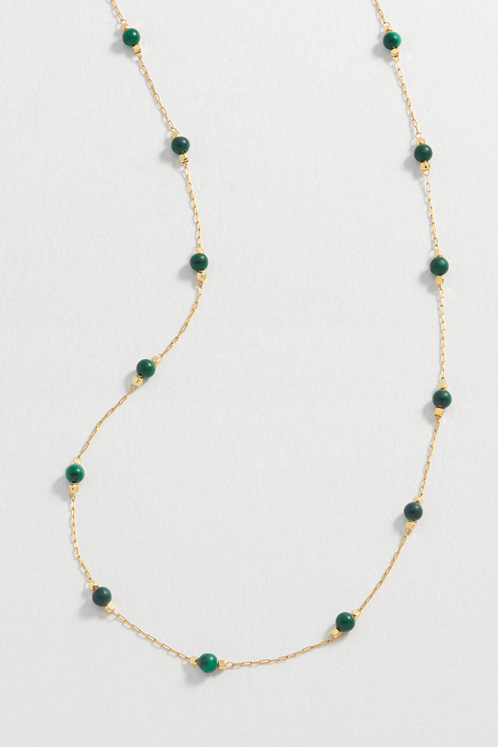 estella bartlett Wellness Malachite Gemstone Bead Necklace Gold Plated | Positivity Packaging Message: Positivity