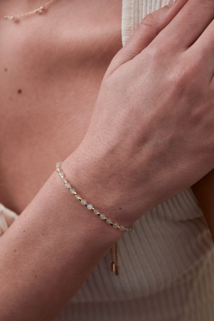 Estella Bartlett Wellness Prehnite Gemstone Amelia Bracelet Gold Plated | Peace Packaging Message: Peace