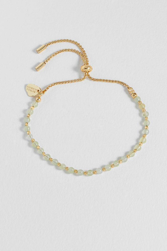 Estella Bartlett Wellness Prehnite Gemstone Amelia Bracelet Gold Plated | Peace Packaging Message: Peace
