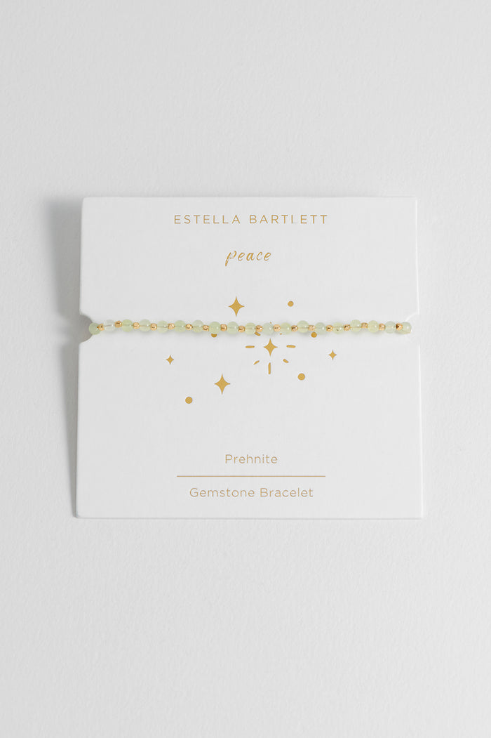 estella bartlett Wellness Prehnite Gemstone Amelia Bracelet Gold Plated | Peace Packaging Message: Peace