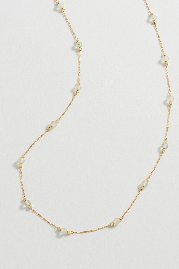 estella bartlett Wellness Prehnite Gemstone Bead Necklace Gold Plated | Peace Packaging Message: Peace