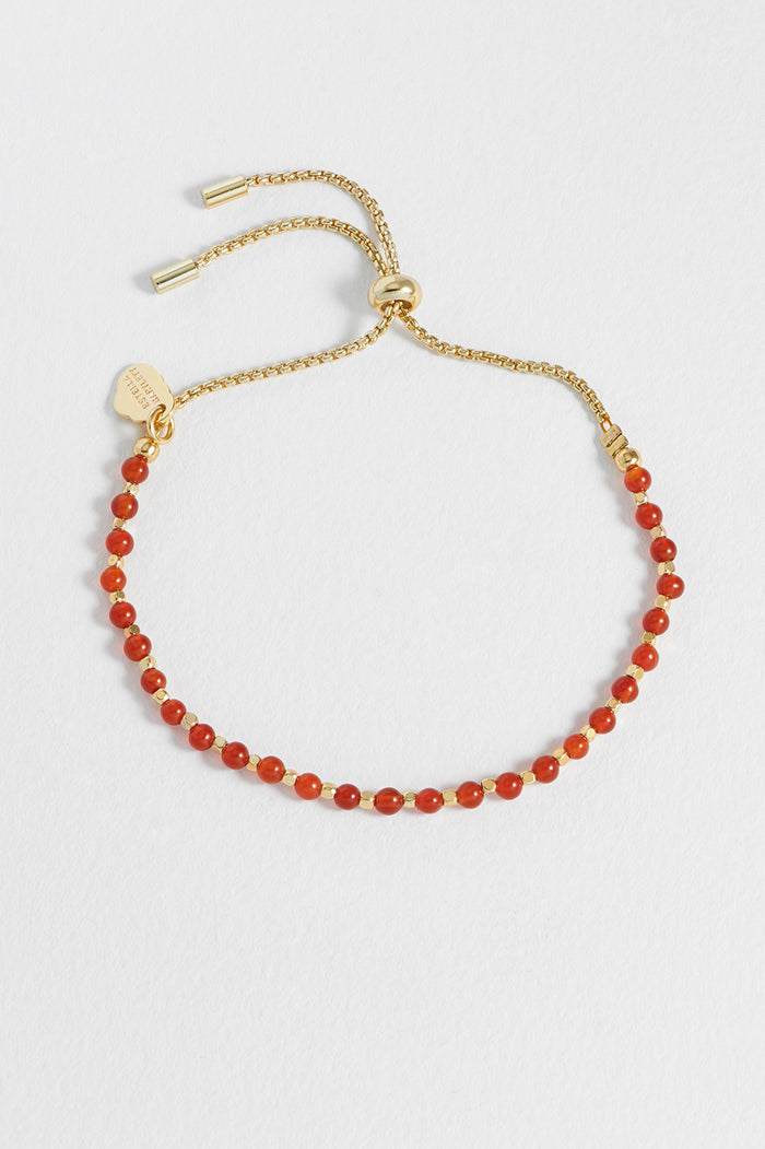 Estella Bartlett Wellness Red Agate Gemstone Amelia Bracelet Gold Plated | Power Packaging Message: Power