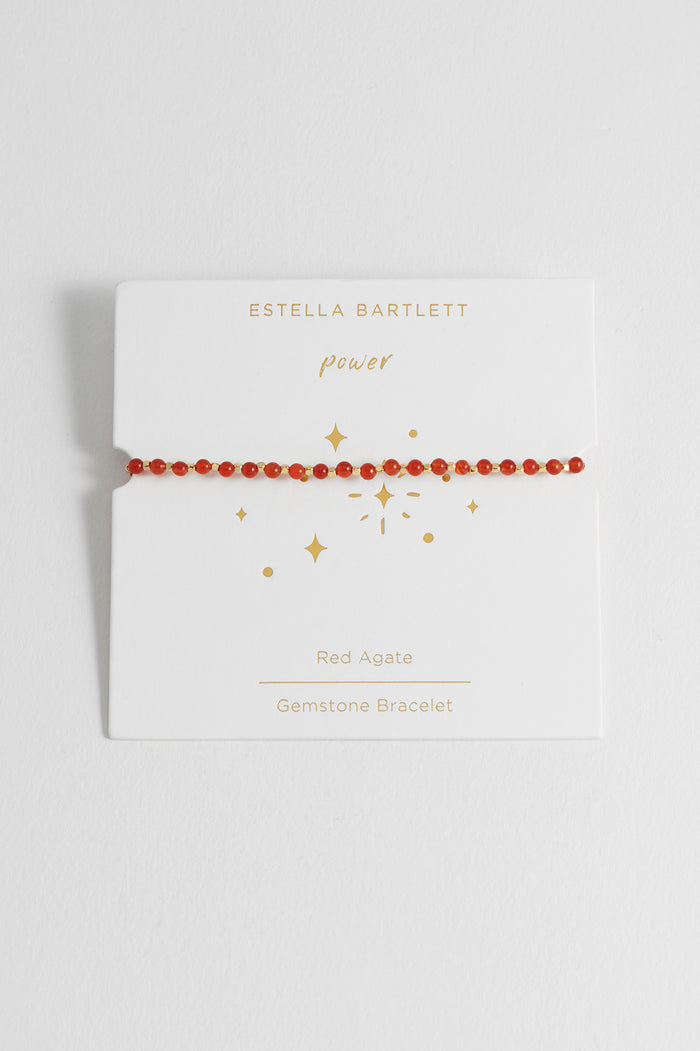 estella bartlett Wellness Red Agate Gemstone Amelia Bracelet Gold Plated | Power Packaging Message: Power