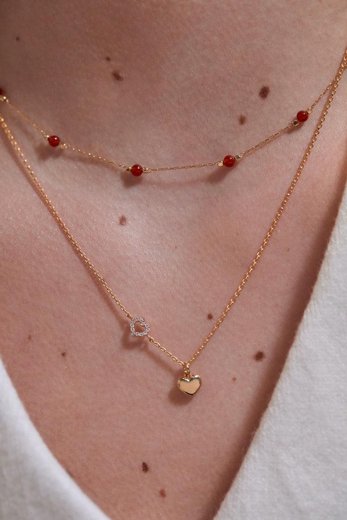 Estella Bartlett Wellness Red Agate Gemstone Bead Necklace Gold Plated | Power Packaging Message: Power