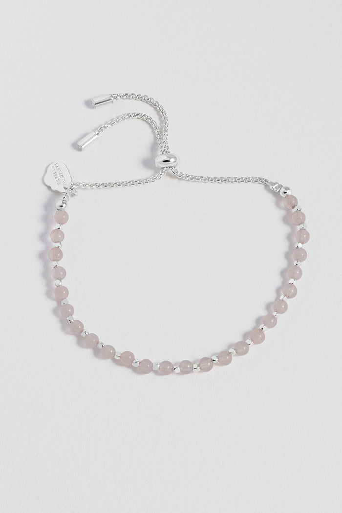 Estella Bartlett Wellness Rose Quartz Gemstone Amelia Bracelet Silver Plated | Love Packaging Message: Love