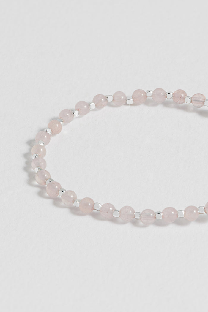 Estella Bartlett Wellness Rose Quartz Gemstone Amelia Bracelet Silver Plated | Love Packaging Message: Love