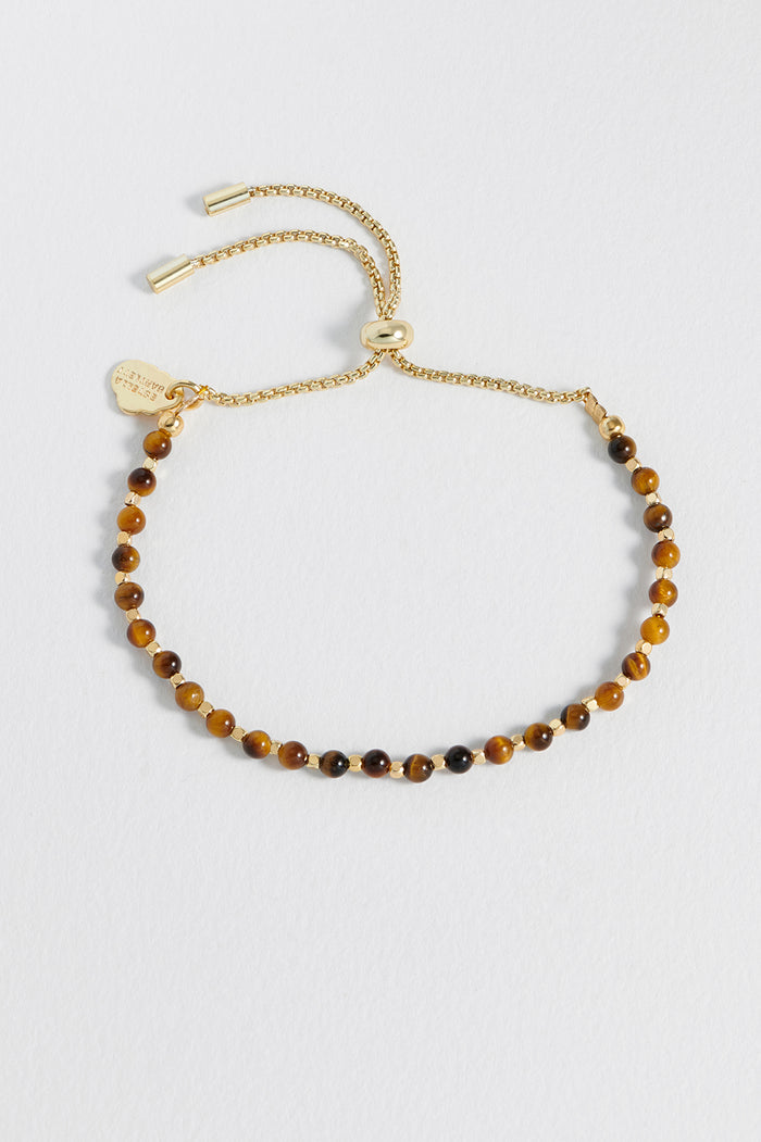 Estella Bartlett Wellness Tigers Eye Gemstone Amelia Bracelet Gold Plated | Focus Packaging Message: Focus