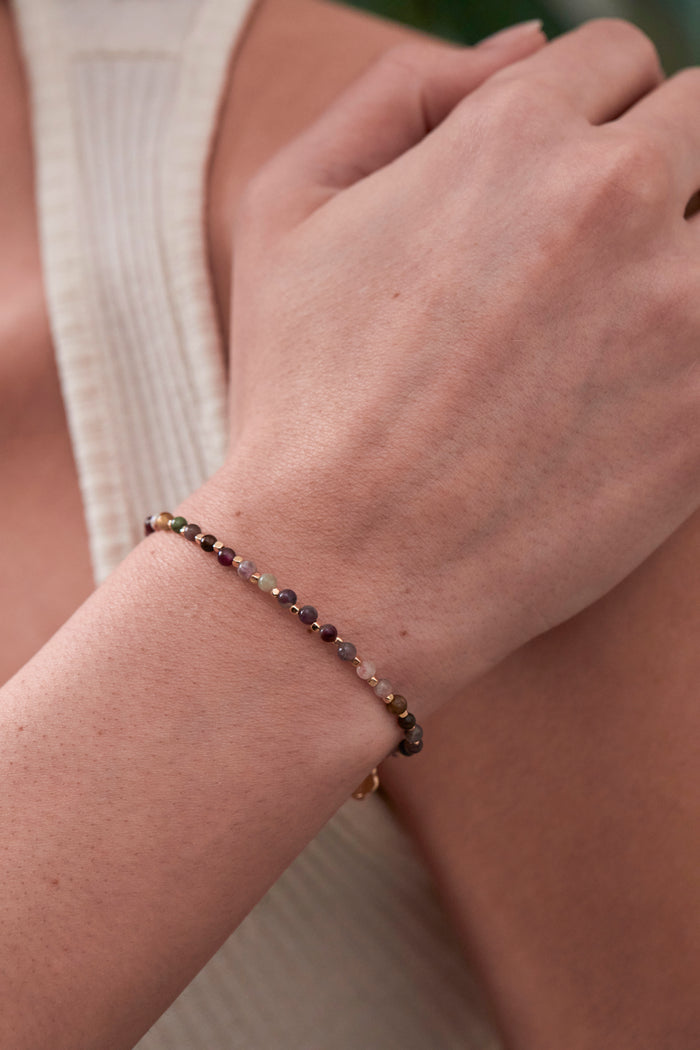 Estella Bartlett Wellness Tourmaline Gemstone Amelia Bracelet Gold Plated | Strength Packaging Message: Strength