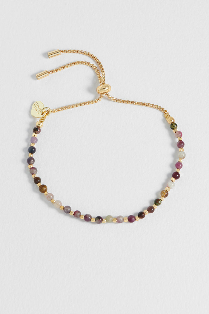 Estella Bartlett Wellness Tourmaline Gemstone Amelia Bracelet Gold Plated | Strength Packaging Message: Strength