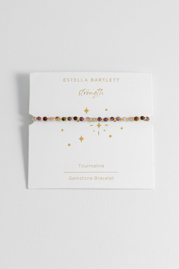 estella bartlett Wellness Tourmaline Gemstone Amelia Bracelet Gold Plated | Strength Packaging Message: Strength