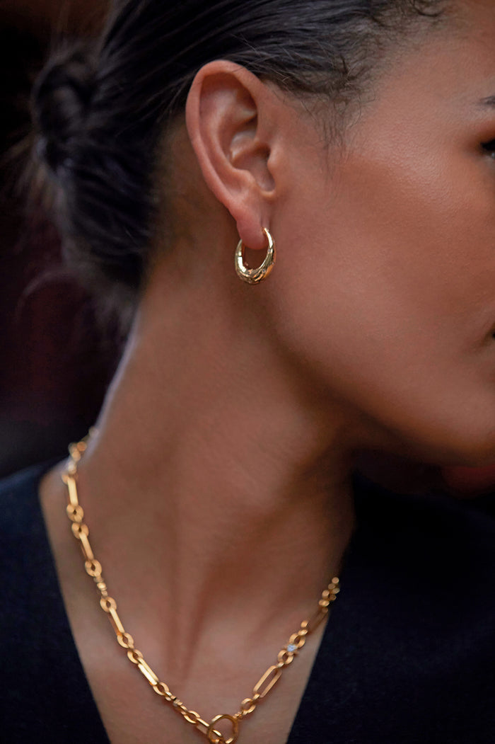 Estella Bartlett White CZ Star Chubby Hoop Earrings Gold Plated | White CZ