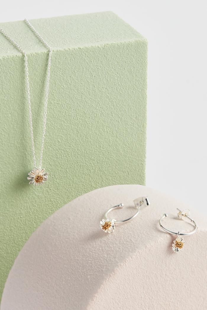 Estella Bartlett Wildflower Drop Hoop Earrings Gold And Silver Plated