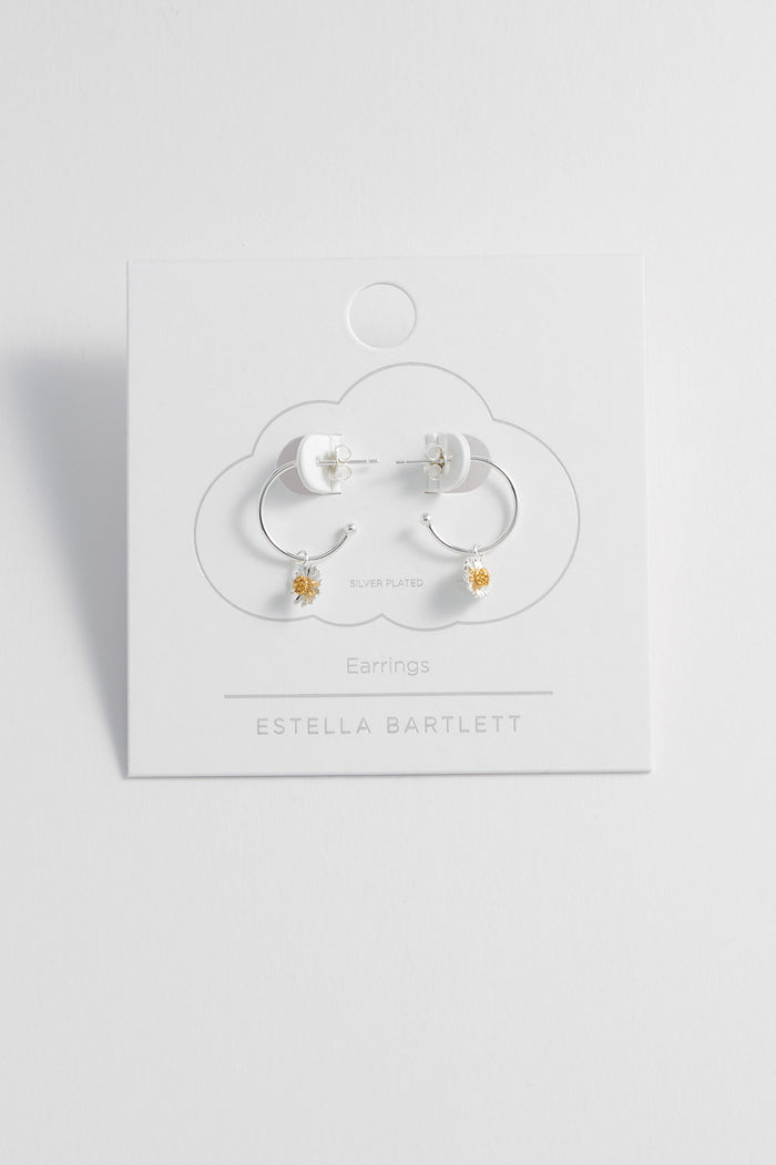 Estella Bartlett Wildflower Drop Hoop Earrings Gold And Silver Plated