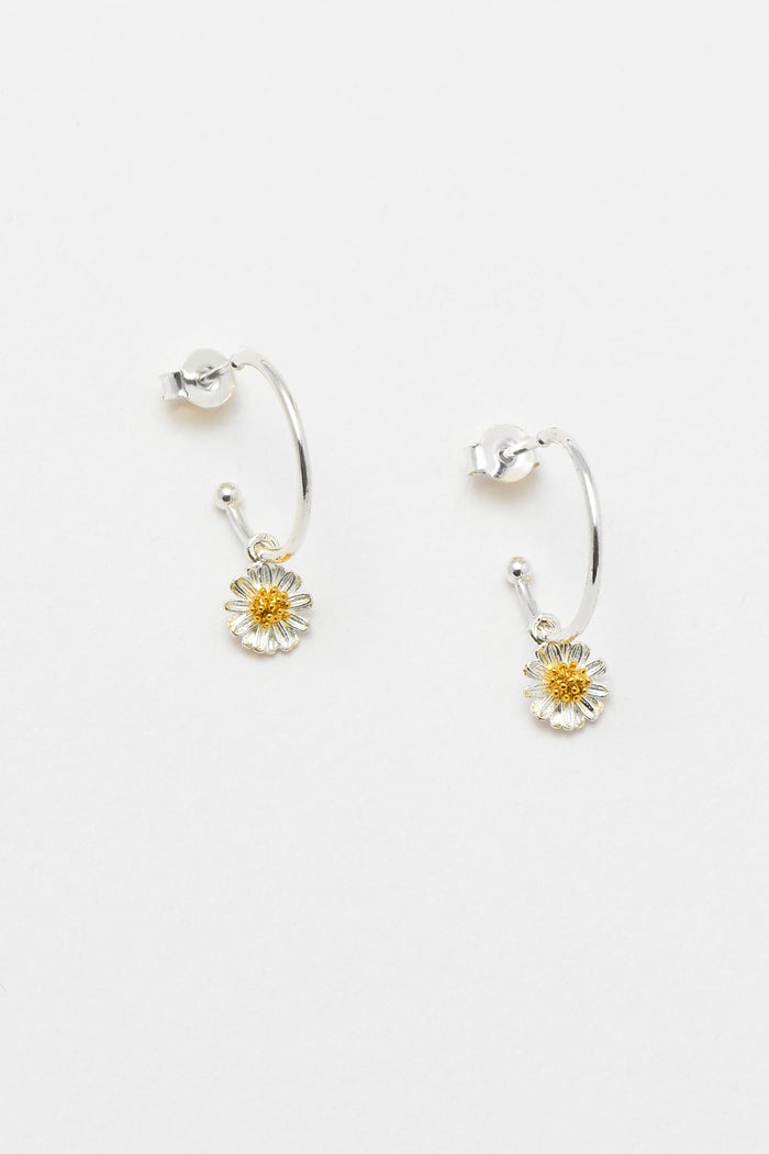 estella bartlett Wildflower Drop Hoop Earrings Gold and Silver Plated