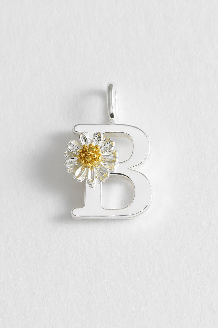 estella bartlett Wildflower Initial Charm Silver Plated | B