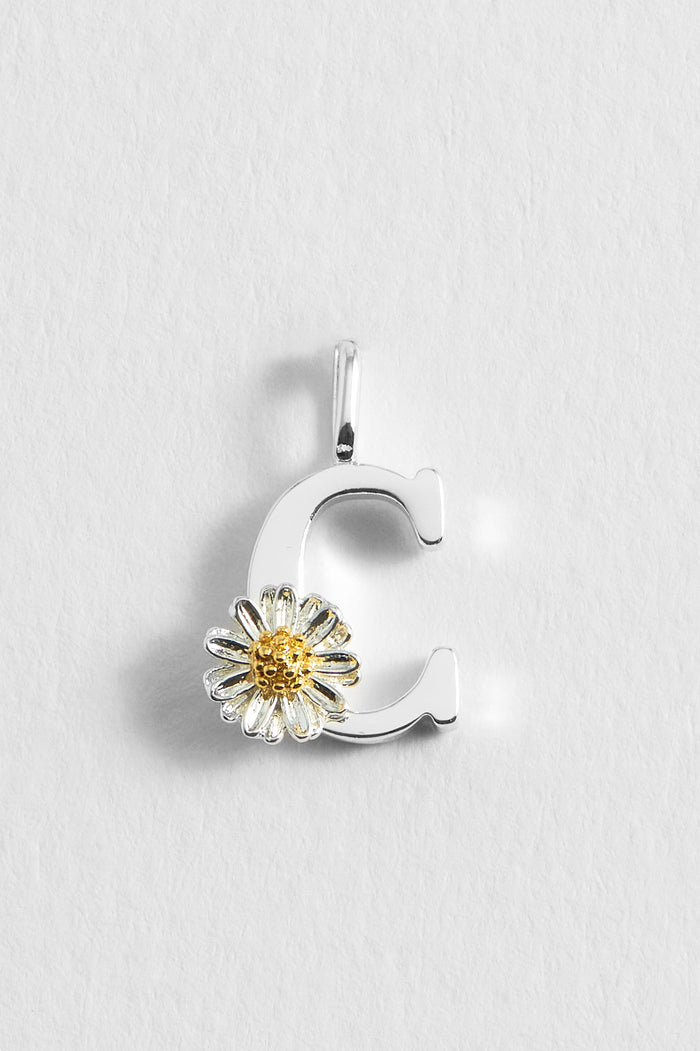 estella bartlett Wildflower Initial Charm Silver Plated | C