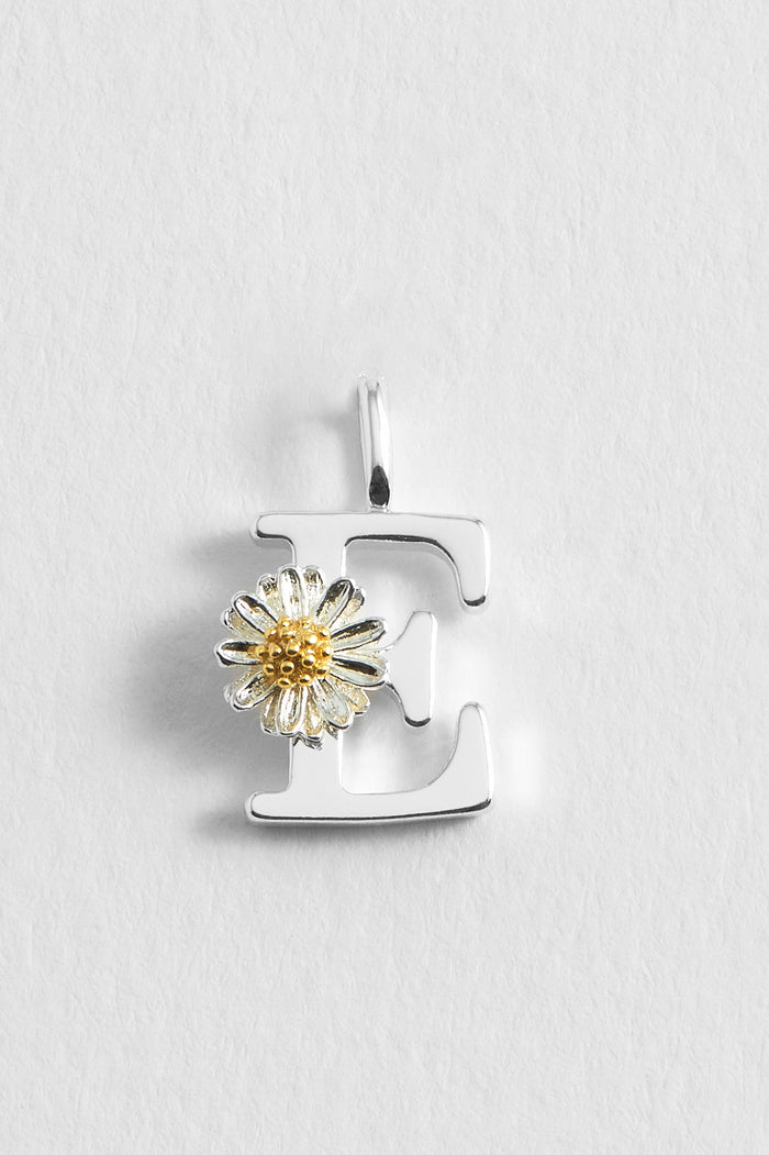 estella bartlett Wildflower Initial Charm Silver Plated | E