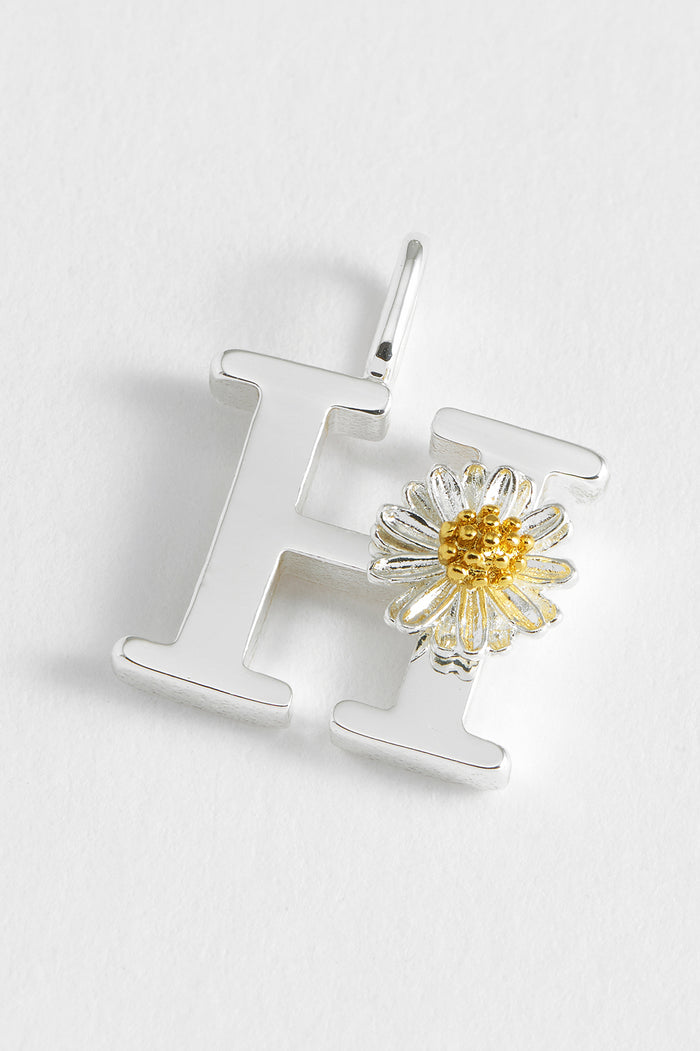 estella bartlett Wildflower Initial Charm Silver Plated | H