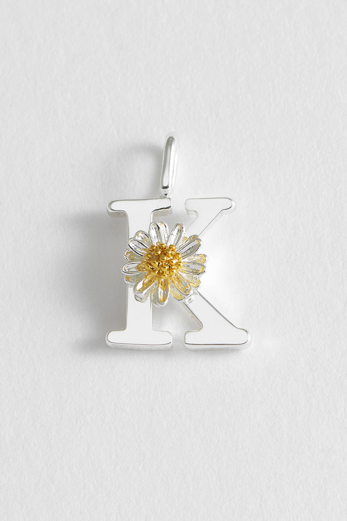 estella bartlett Wildflower Initial Charm Silver Plated | K