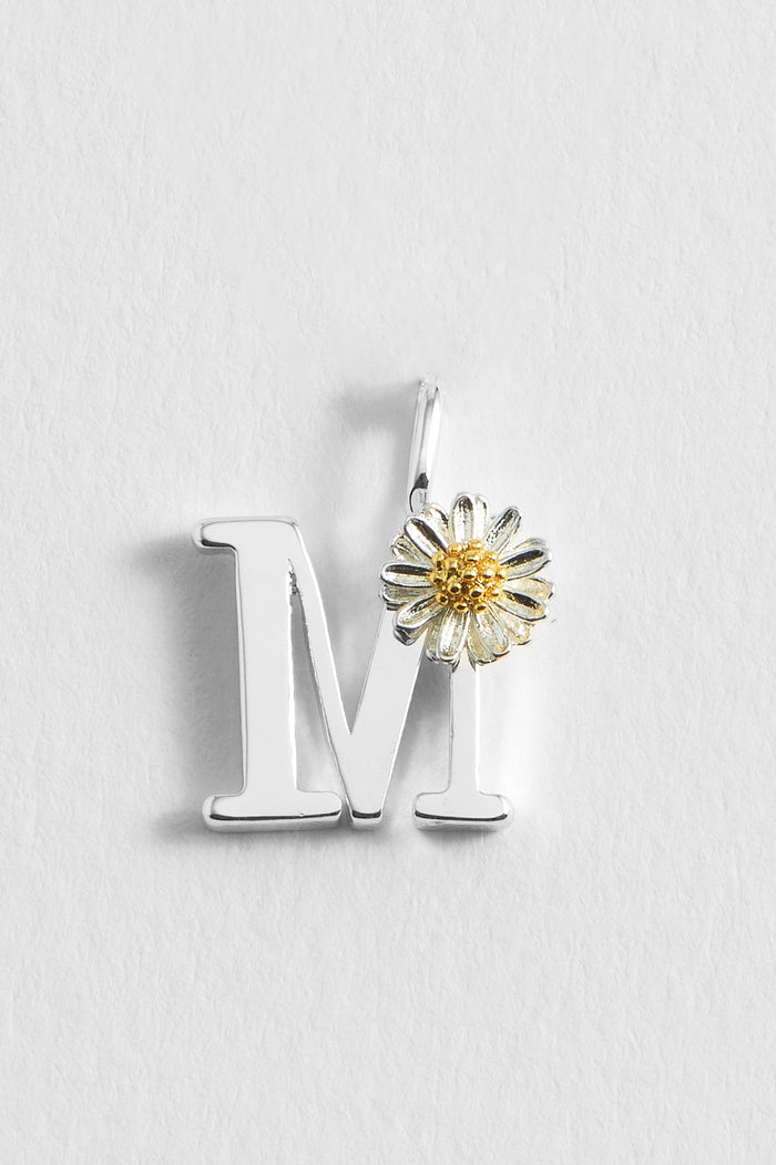 estella bartlett Wildflower Initial Charm Silver Plated | M