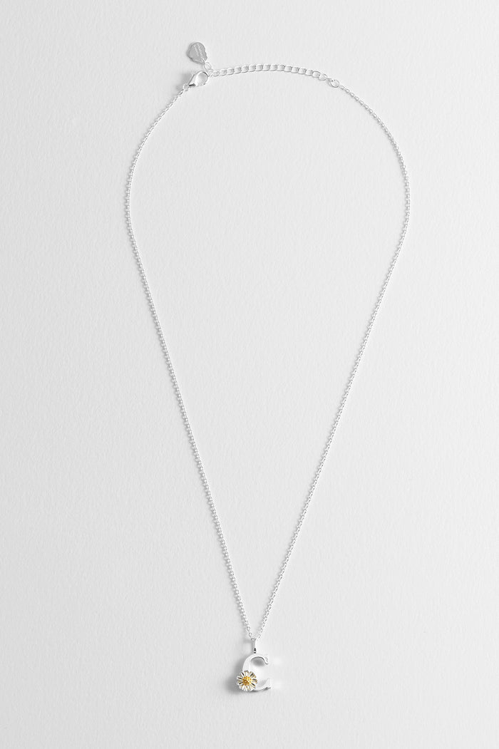 Estella Bartlett Wildflower Initial Pendant Silver Plated | C