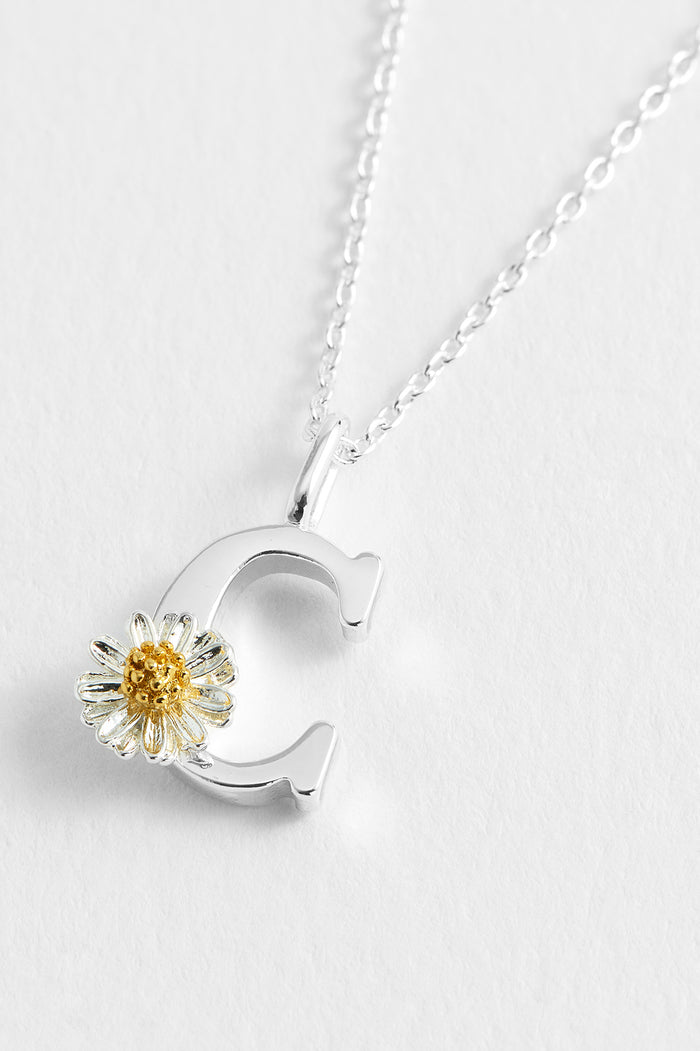 estella bartlett Wildflower Initial Pendant Silver Plated | C